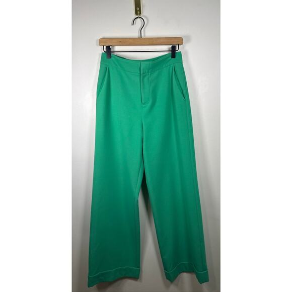 alice + olivia Dylan Cuff Pant in Mint Kelly Green Wide Leg Pants US 4 - Picture 2 of 8